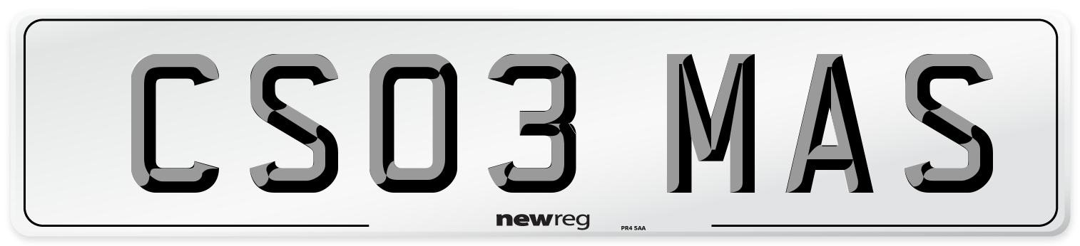 CS03 MAS Number Plate from New Reg